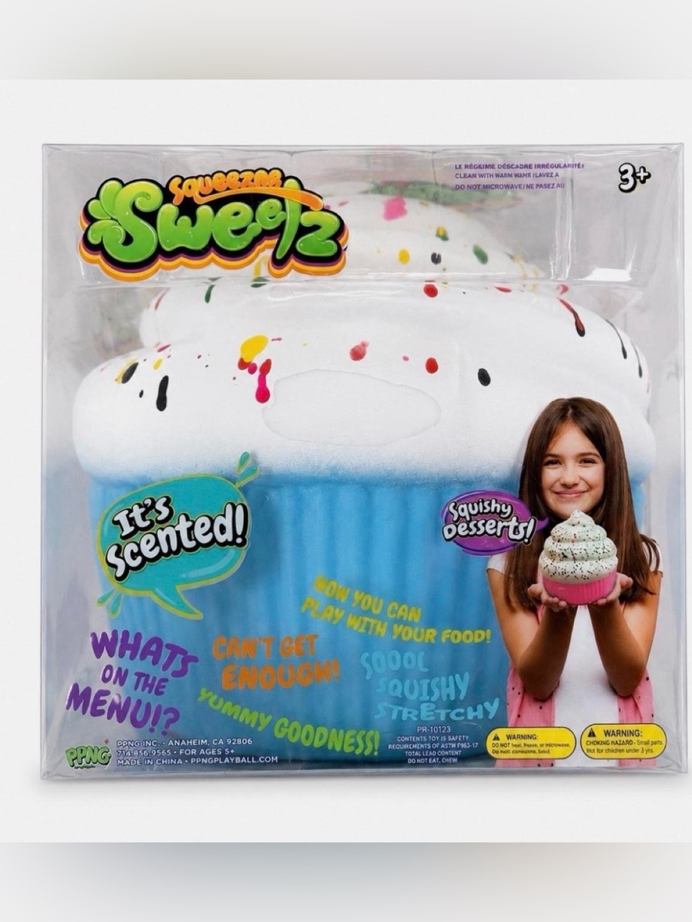 Squeezee Sweetz Cupcake Scented Squishy Fidget Toy - Blue - Brand New in Box